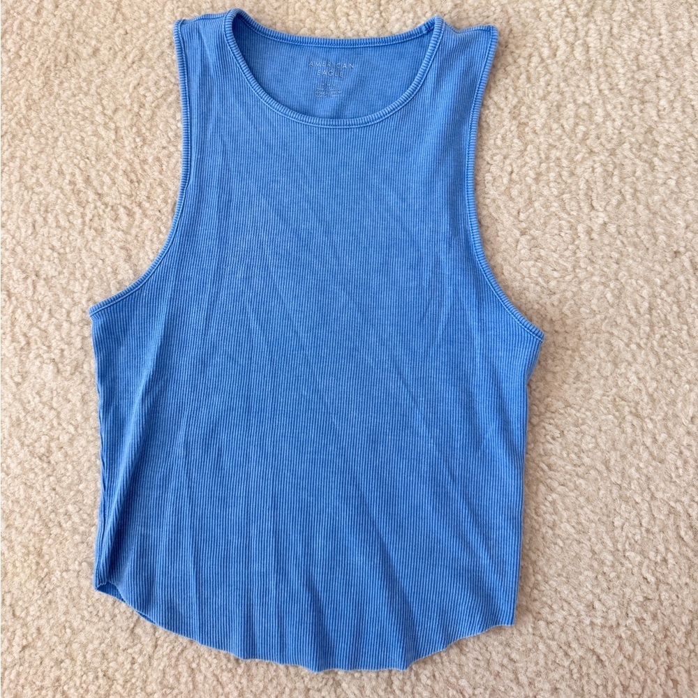 American eagle blue ribbed tank top